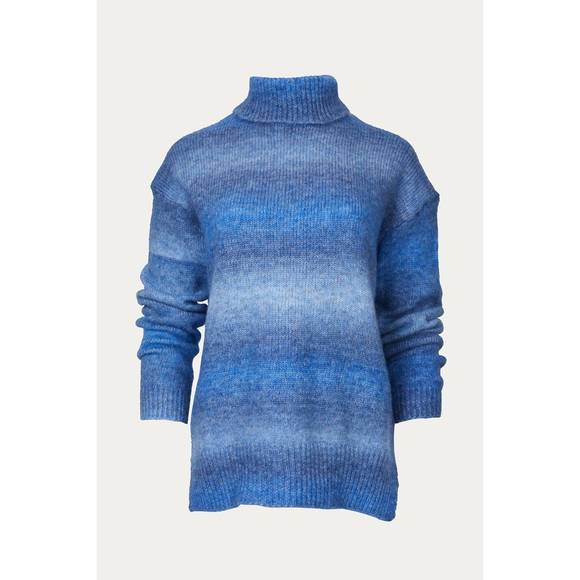 NEW &MERCI ombr√© turtleneck sweater in blue mix - Picture 3 of 3